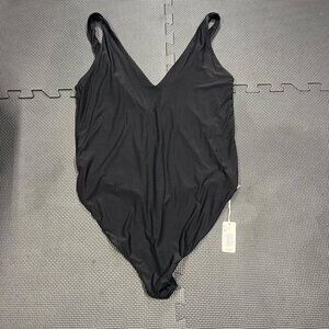Aerie Smoothiez Black Bodysuit XL Lightweight Stretch V-Neck Sleeveless With Tag